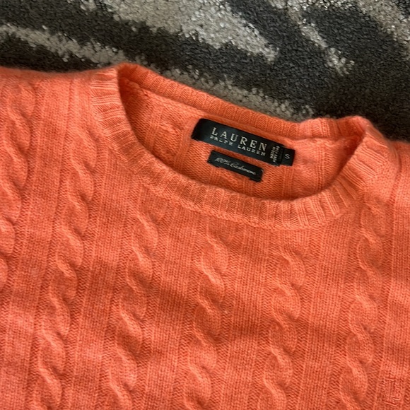 Lauren by Ralph Lauren Sz Small Orange Cashmere Cable Sweater - Picture 2 of 8